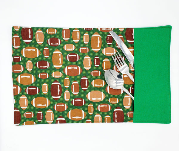 Fabric Placemat with Cutlery Pocket, Eco Friendly Zero Waste, Lunch Box Accessory