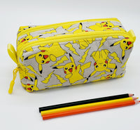 2 Pocket Pencil Case, Makeup Bag, Handmade Zippered Pouch