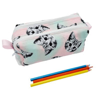 2 Pocket Pencil Case, Makeup Bag, Handmade Zippered Pouch