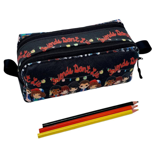 2 Pocket Pencil Case, Makeup Bag, Handmade Zippered Pouch