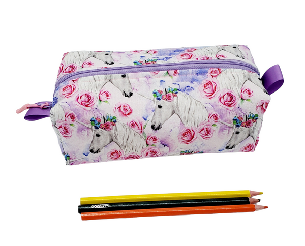 Unicorn Handmade Zippered Pouch, Pencil Case, Makeup Bag